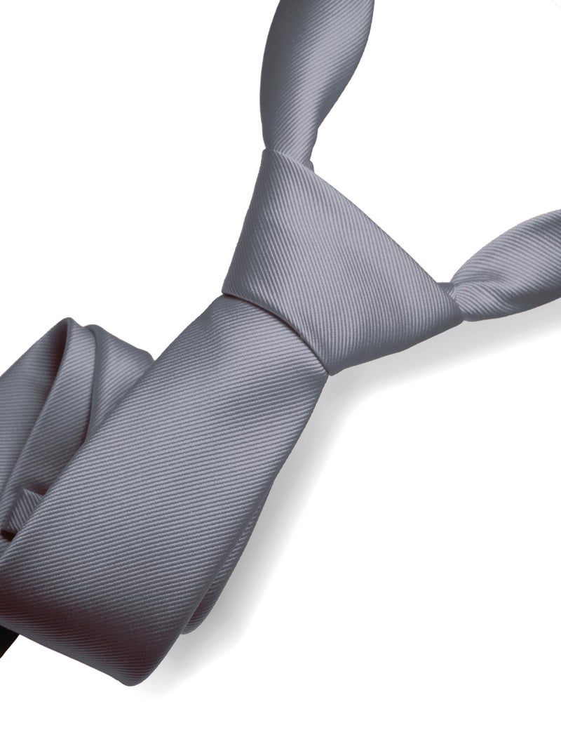 RBOCOTT Silk Grey Tie Business Wedding Formal Necktie for Men (Grey) - Image 2